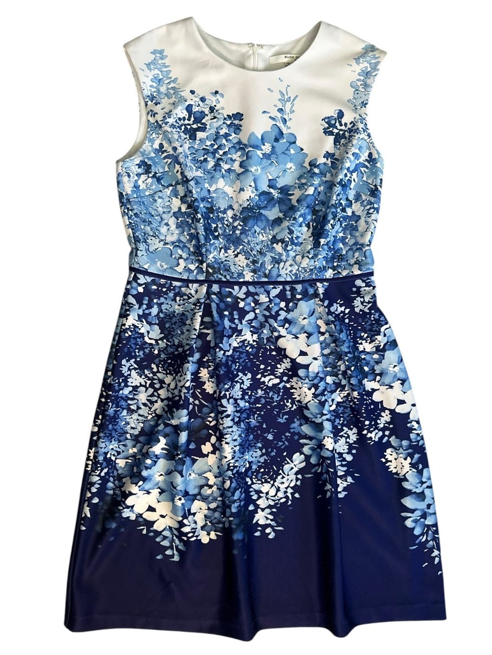 Studio One A-Line Dress Blue & White Size 10